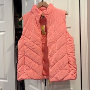 Michael Kors Women’s Pink/Salmon Puffer Vest with Gold Zipper